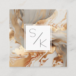 Visita Cuadrada Tarjeta de presentación Monograma Marble