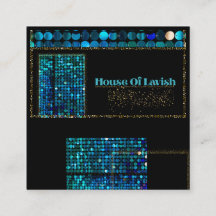 Tarjeta de presentación negra de mosaico azul mode