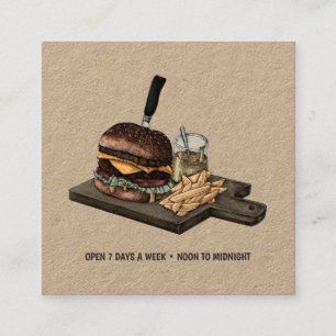 Visita Cuadrada Tarjeta de presentación Retro Burger Kraft