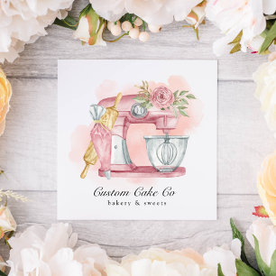 Visita Cuadrada Tarjeta de presentación rosa de Pastelería + Bizco