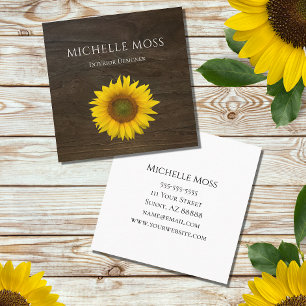 Visita Cuadrada Tarjeta de presentación Rusood Yellow Sunflower