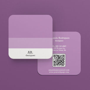 Visita Cuadrada Tarjeta de presentación simple de diseñador Lila