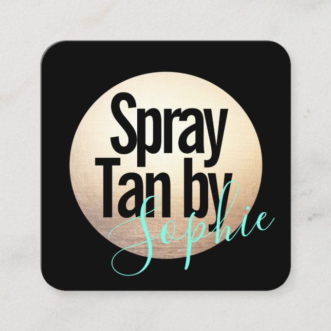 Visita Cuadrada Tarjeta de presentación Spray Tanning Gold Sun (Anverso)