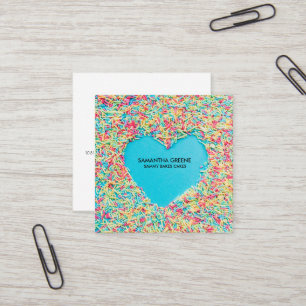 Visita Cuadrada Tarjeta de presentación Sprinkles Corazón espolv