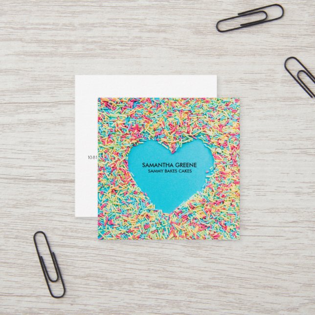 Visita Cuadrada Tarjeta de presentación Sprinkles | Corazón espolv (Anverso/Reverso In Situ)