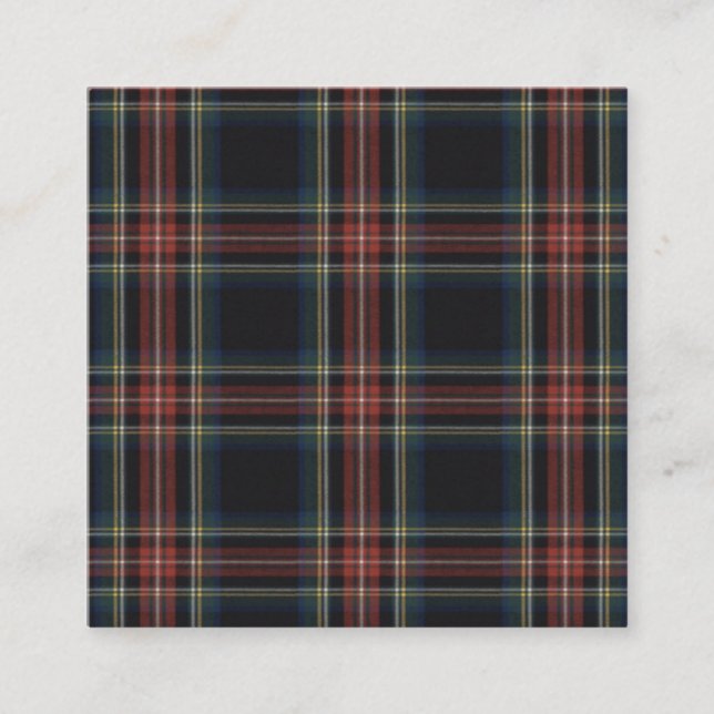 Visita Cuadrada Tarjeta de presentación Tartan (Anverso)