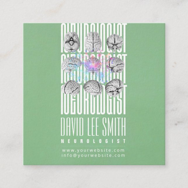 Visita Cuadrada Tarjeta de presentación tipográfica de neurólogo (Anverso)