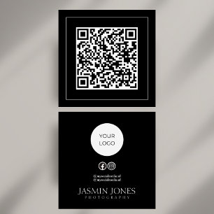 Visita Cuadrada Tarjeta de redes sociales de código QR minimalista