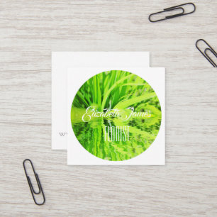 Visita Cuadrada Tarjeta de Reflexión de Césped Verde Brillante y E