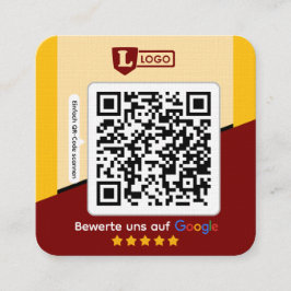 Visita Cuadrada Tarjeta de reseña de Google con tarjeta de present