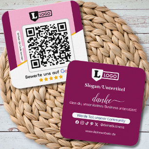 Visita Cuadrada Tarjeta de reseña de Google con tarjeta de present