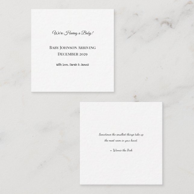 Visita Cuadrada Tarjeta de revelación de bebé personalizado (Anverso / Reverso)