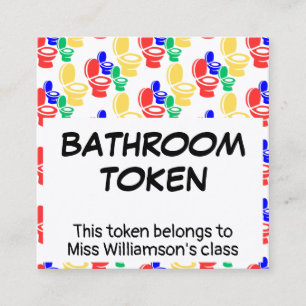 Visita Cuadrada Tarjeta de TOKEN de BAÑO elemental para jardines d