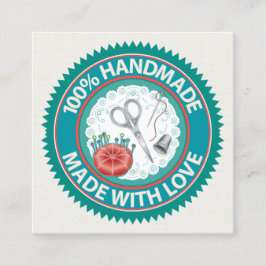 Visita Cuadrada Tarjeta de trabajo hecha a mano con Love SQUARE