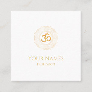 VISITA CUADRADA TARJETA DE VISITA: GOLD MANDALA + OHM 
