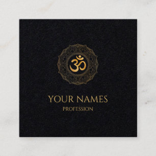 VISITA CUADRADA TARJETA DE VISITA: GOLD MANDALA + OHM 