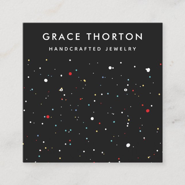 Visita Cuadrada Tarjeta de visualización de confeti stud festiva (Anverso)