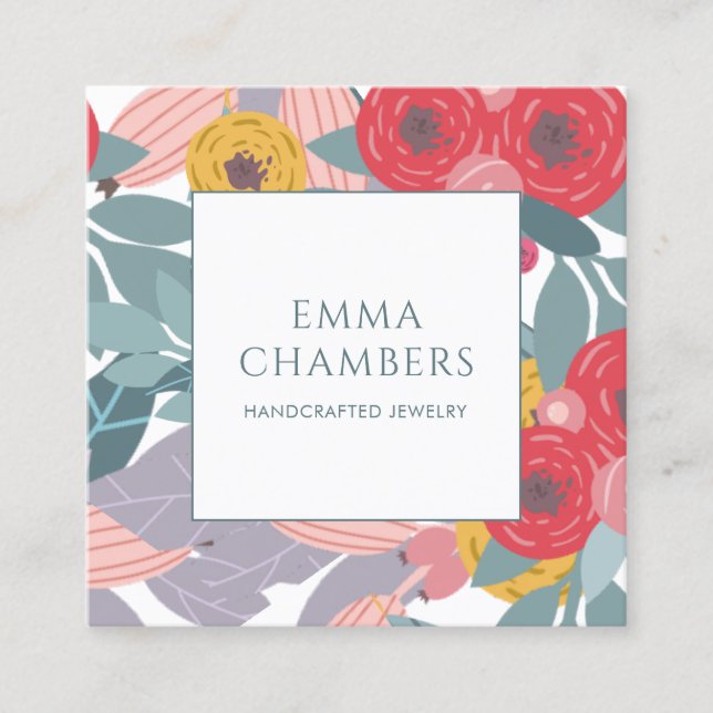 Visita Cuadrada Tarjeta de visualización de la inclinación floral  (Anverso)