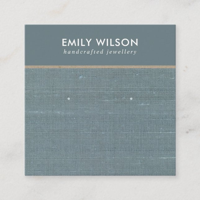 VISITA CUADRADA TARJETA DE VISUALIZACIÓN DE LA LÍNEA DE BURLAP AZU (Anverso)