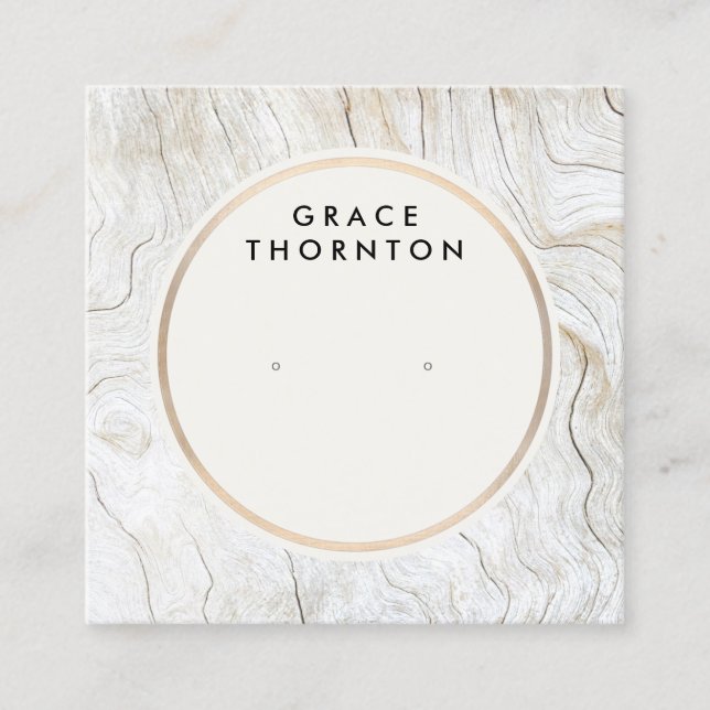 Visita Cuadrada Tarjeta de visualización de madera de joyería de m (Anverso)