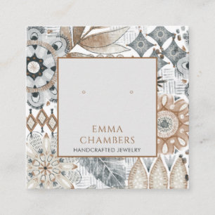 Visita Cuadrada Tarjeta de visualización Earthy Boho