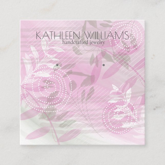 Visita Cuadrada Tarjeta de visualización floral moderna de Earring (Anverso)
