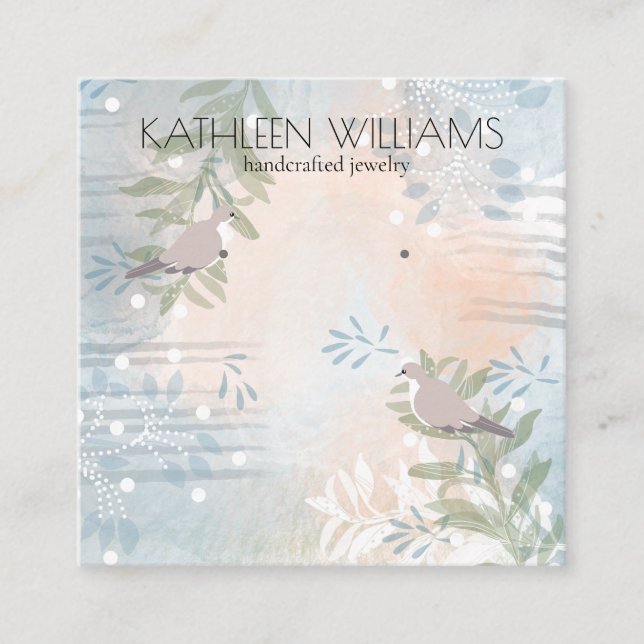 Visita Cuadrada Tarjeta de visualización floral moderna de Earring (Anverso)