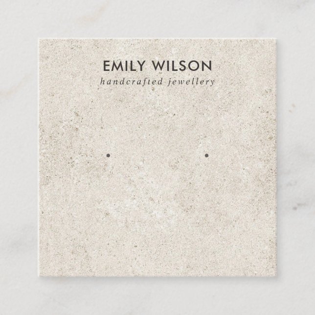 VISITA CUADRADA TARJETA DE VISUALIZACIÓN RÚSTICA DE STUCCO BLANCO  (Anverso)