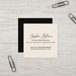 Visita Cuadrada Tarjeta elegante de crema y negro con nombre en le