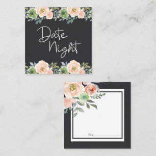 Visita Cuadrada Tarjeta Floral Verde Melocotón Pastel Noche de Cit