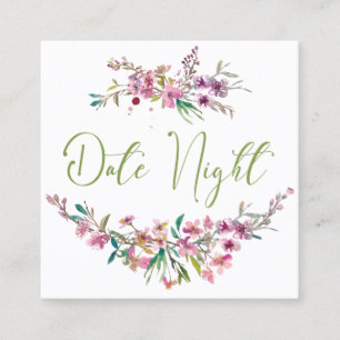 Visita Cuadrada Tarjeta nocturna floral elegante de flor de cerezo