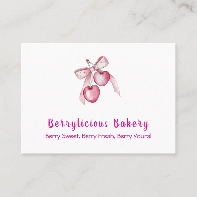 Visita Cuidada acuarela bayas rosas Panadería Tarjeta de  (Anverso)