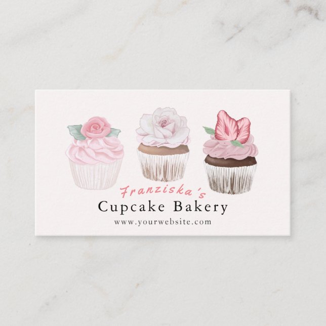 Visita Cupcake Panadería rosa Panadería Tarjeta de presen (Anverso)
