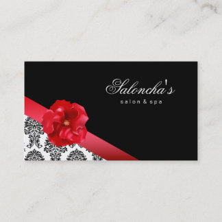 Visita Damasco floral rojo del negro de la tarjeta de