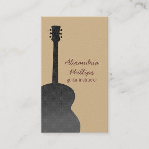 Visita Damask Guitar Music Tarjeta de Negocios, Gris