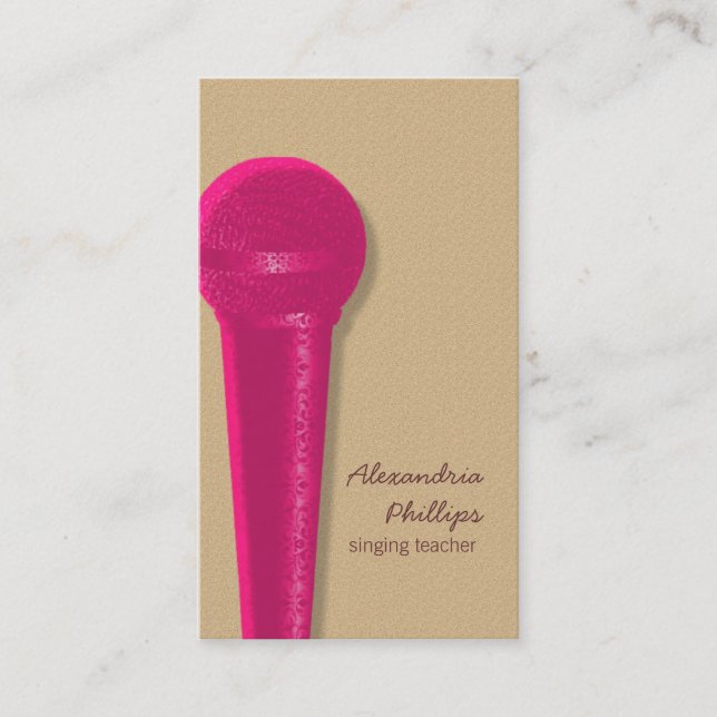 Visita Damask Micrófono tarjeta de negocios, Hot Pink (Anverso)