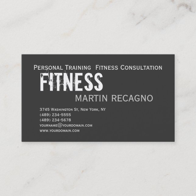 Visita Dark Personal Trainer Moderno Tarjeta de Negocios  (Anverso)