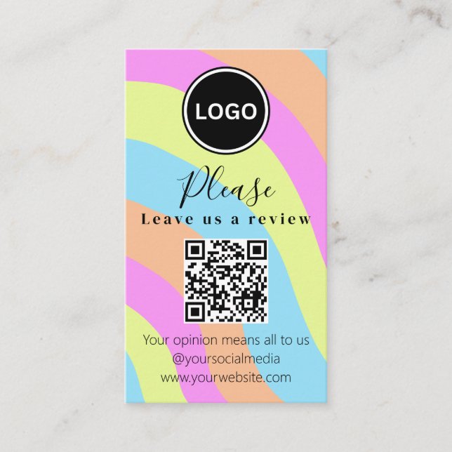 Visita Dejarnos una revisión | Código QR Tarjeta de prese (Anverso)