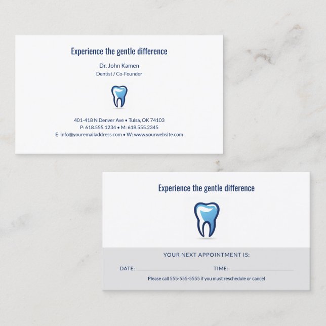 Visita Dentista | Tarjeta de cita dental (Anverso / Reverso)