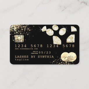 Visita Diamantes de Relieve metalizado dorado Tarjeta de 