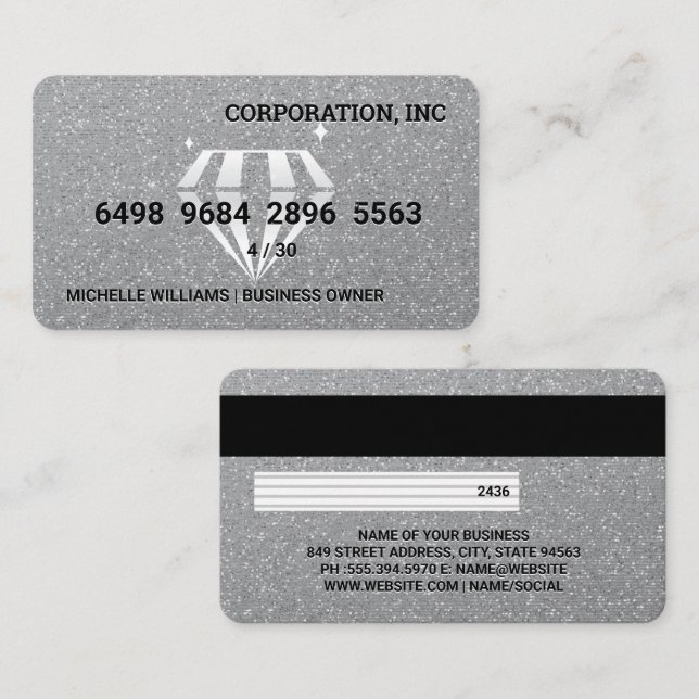 Visita Diamond Sparkle | PURPURINOSO | Tarjeta de crédito (Anverso / Reverso)