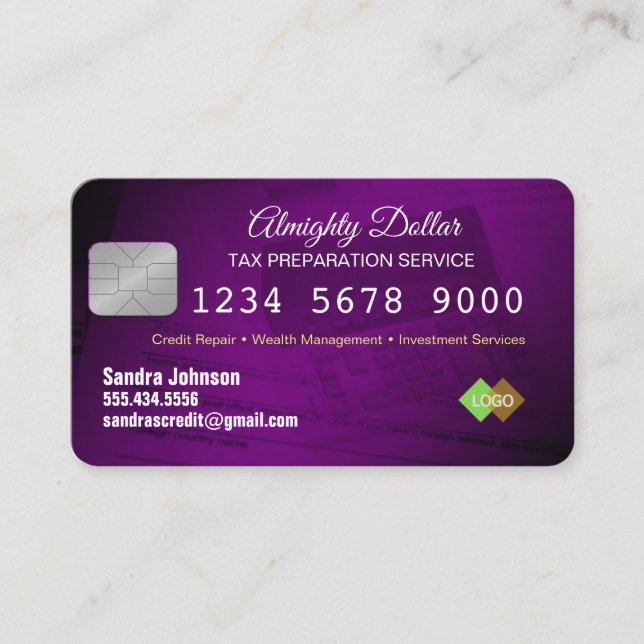Visita Dinero de tarjeta de crédito morado y plateado (Anverso)