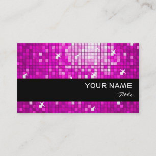 Visita Disco Tiles tarjeta de negocios rosa banda negra