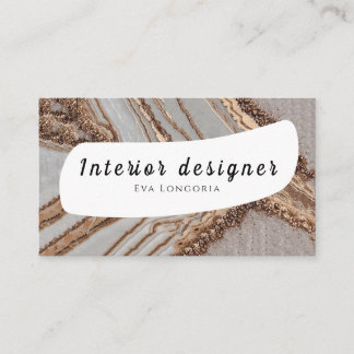 Visita Diseñador de interiores Gold White Tarjeta de pres