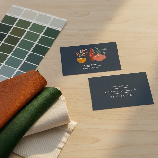 Visita Diseñador de interiores, tarjeta de presentación d (Interior designer, house plant business card)