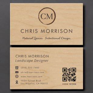 Visita Diseño de paisajes Tarjeta QR de madera Profesiona