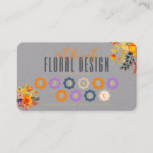 Diseño Floral Sofisticado Tarjeta de Fidelidad Gri
