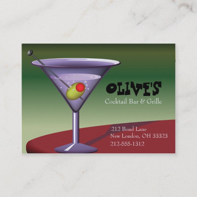 Visita Diversión, Festive Martini (cóctel) Tarjeta de vis (Anverso)