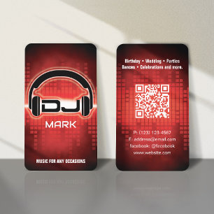 Visita DJ Tarjeta de presentación ROJA moderna con código