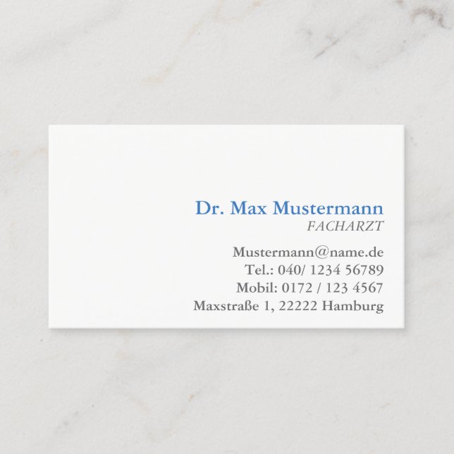 Visita Doctor tarjeta de presentación (Anverso)